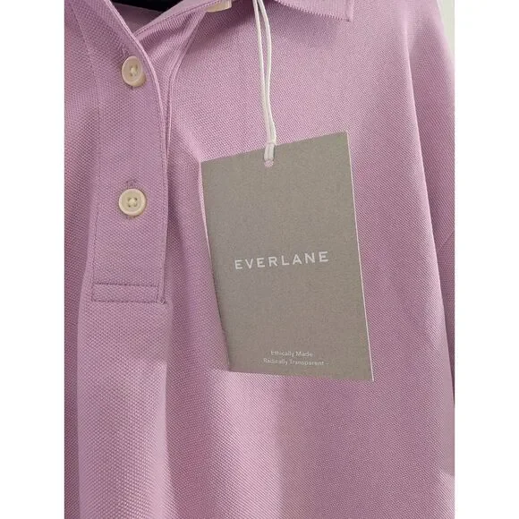 Everlane NWT Organic Cotton Polo Big Mauve Minimalist Preppy Small Quiet Luxury - Picture 3 of 7